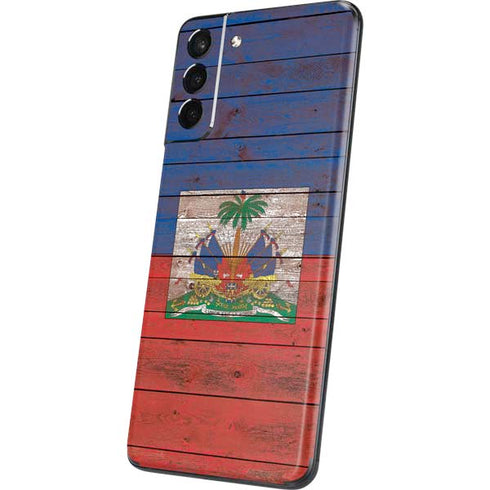 Haiti Flag Dark Wood Galaxy S21 5G Skin